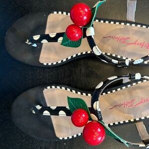 Black & White with a Cherry on Top Sandals